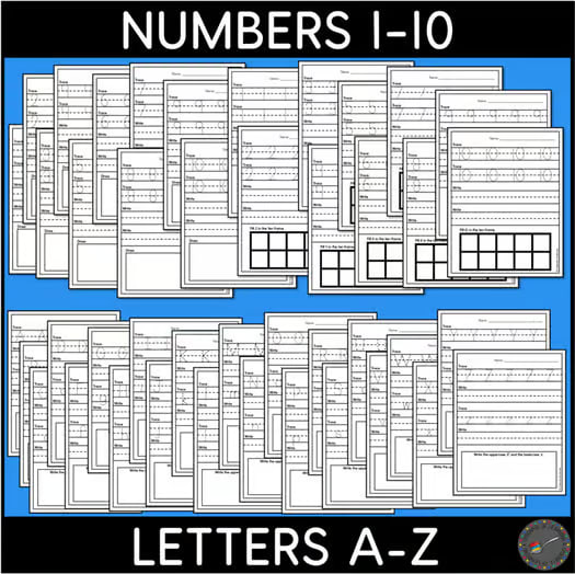 A-Z Trace, Write & Numbers 1-10 Trace, Write, Draw, Fill Ten Frame