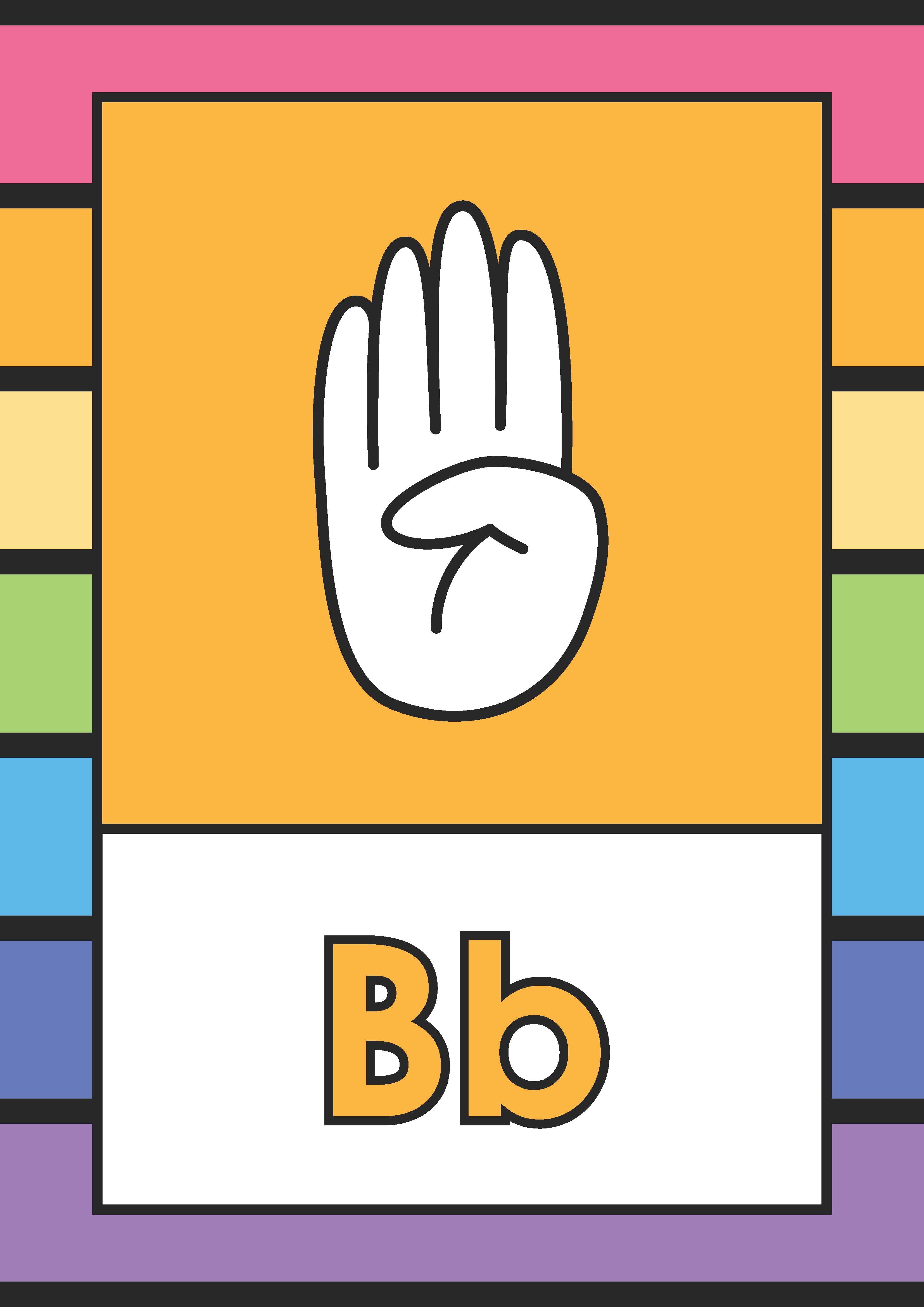 ASL Alphabet Posters in Colorful Lined Style