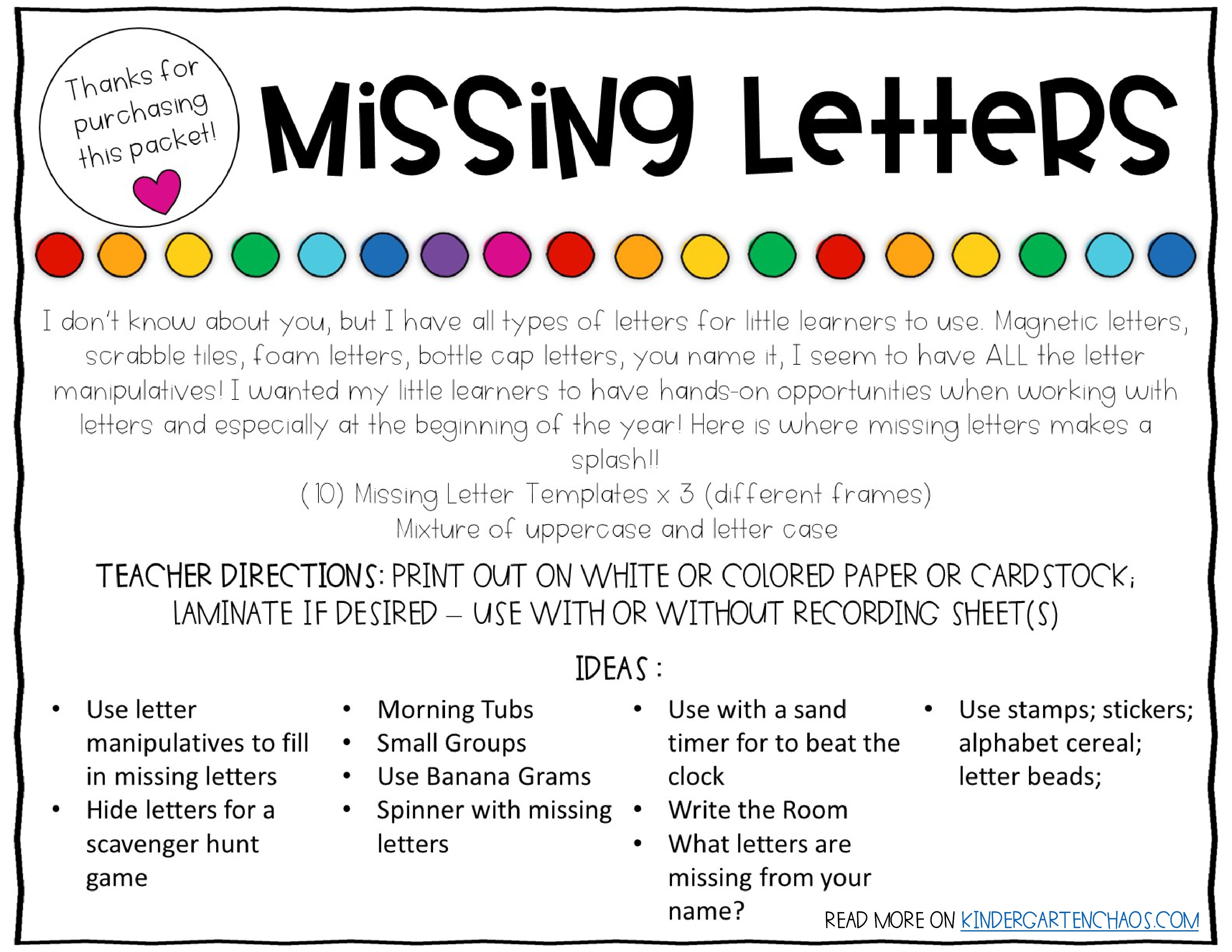 Alphabet Adventure: "Missing Letters" Uppercase & Lowercase Activity Packet