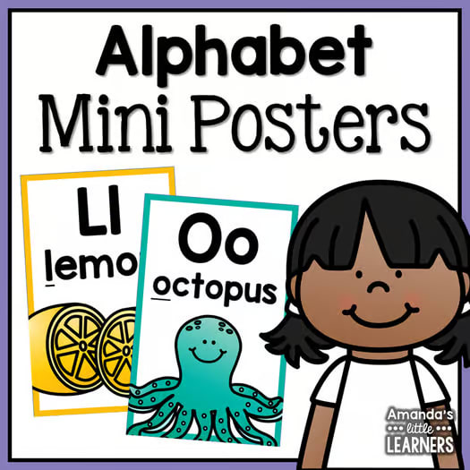Alphabet Beginning Sounds Mini Posters or Flashcards