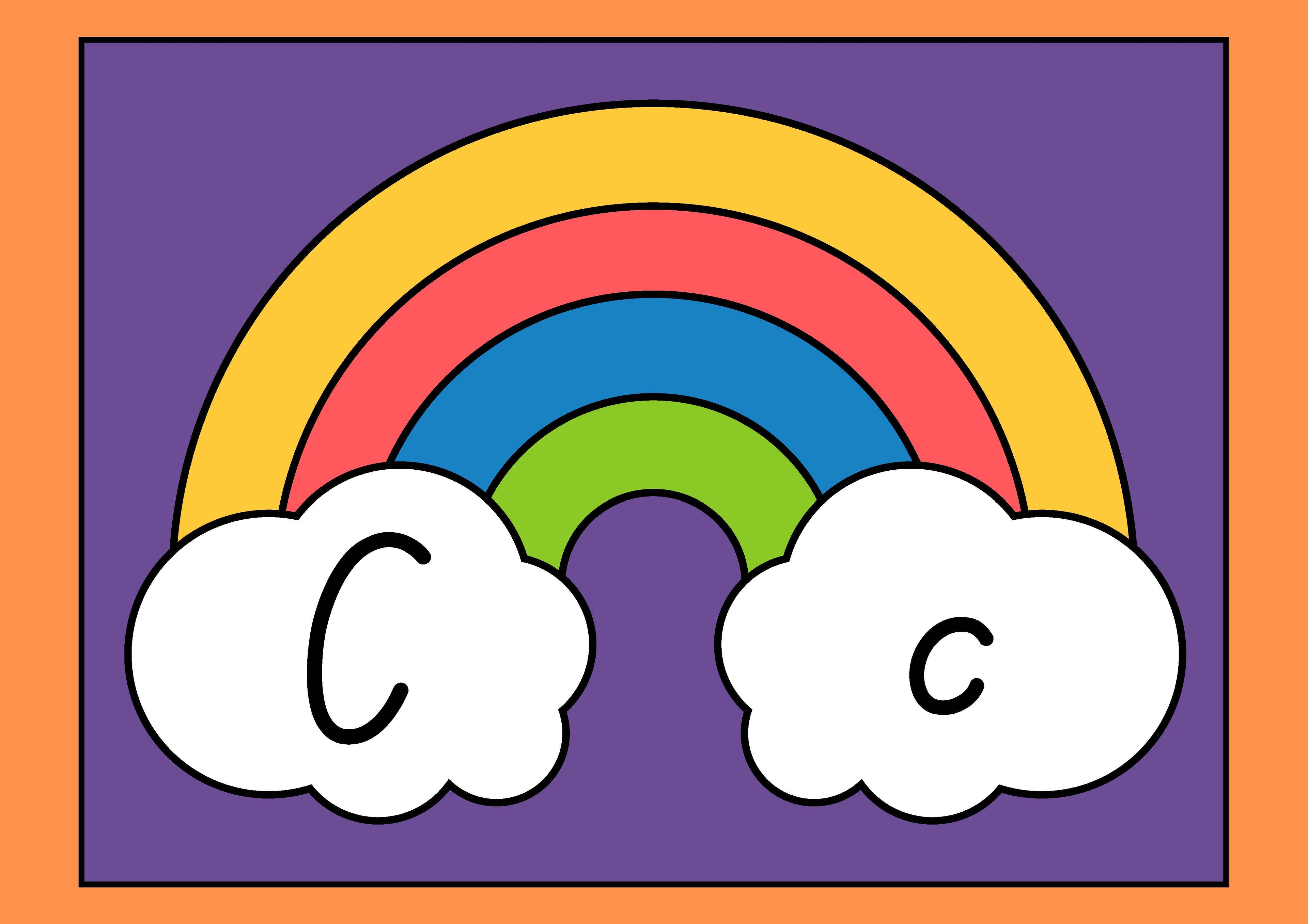 Alphabet English Posters in Colorful Bold Rainbow Style