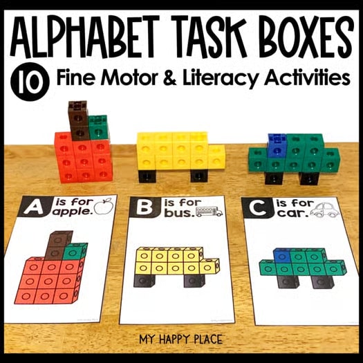 Alphabet Fine Motor Task Boxes - Morning Tub & Busy Box Motor Skills Activities