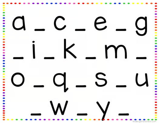 Alphabet Missing Letters Upper Lower Case Activity