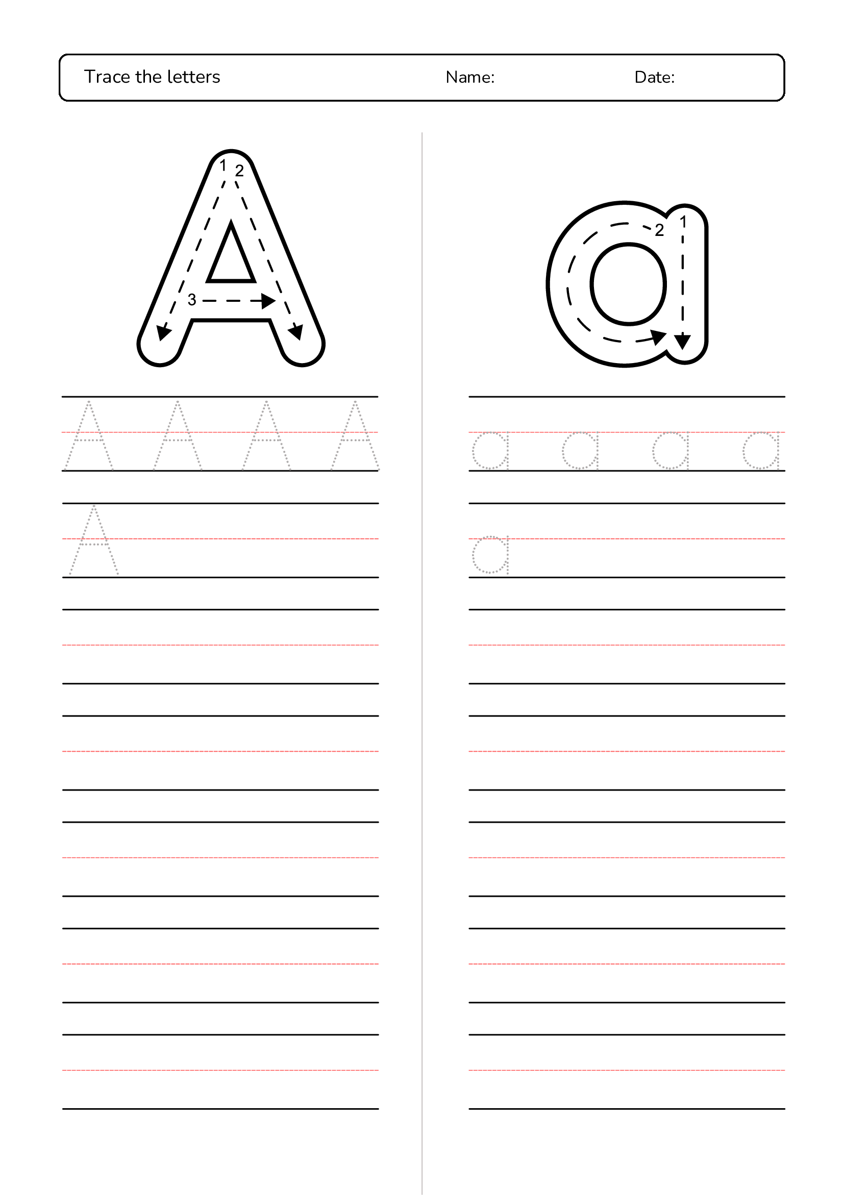 Alphabet Tracing Worksheet In Monochromatic Simple Style 1 to 26 page