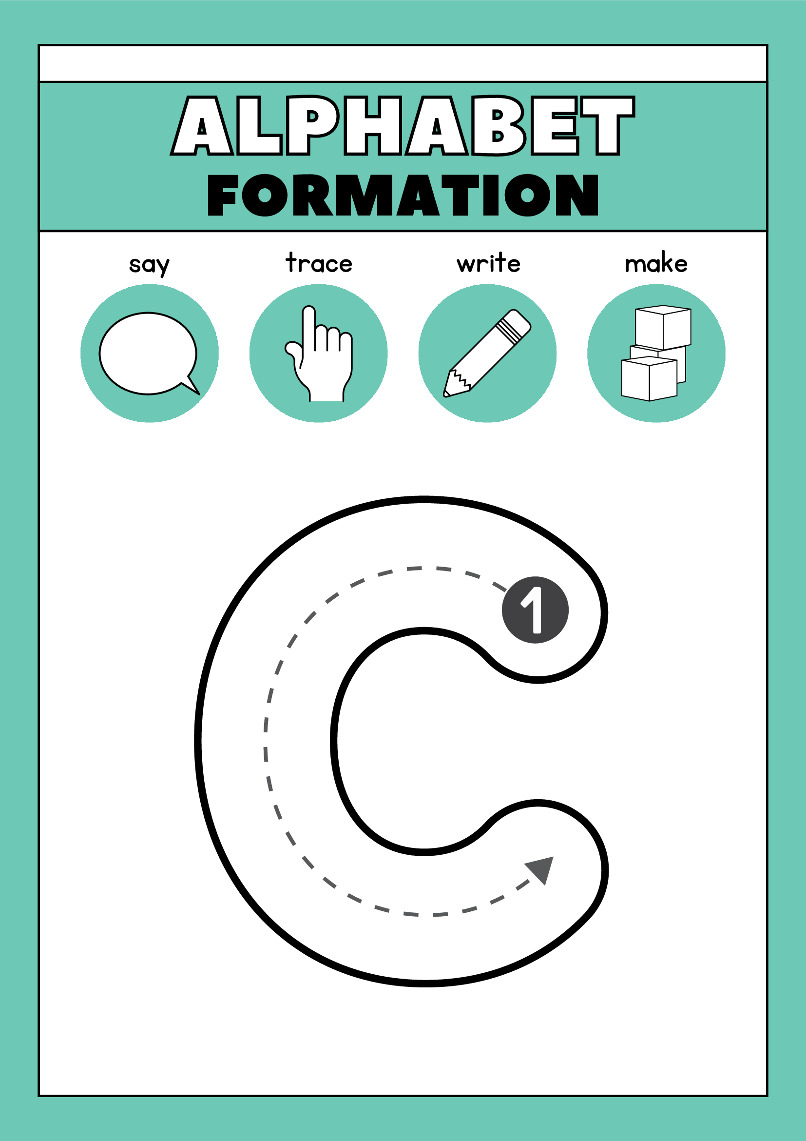 Alphabet Tracing Worksheet In Monochromatic Simple Style