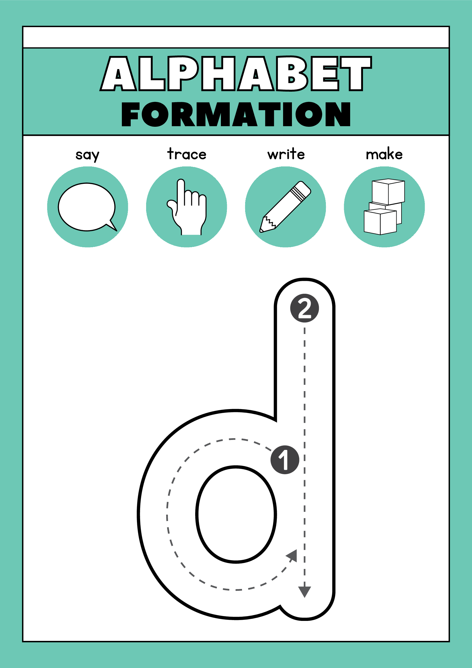 Alphabet Tracing Worksheet In Monochromatic Simple Style