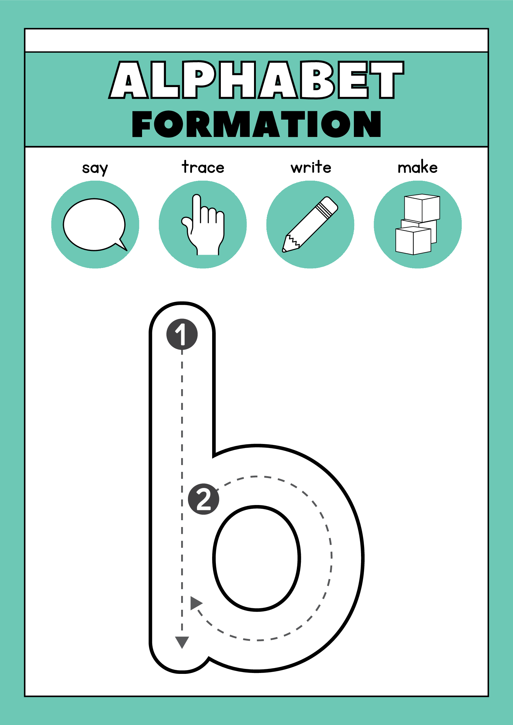 Alphabet Tracing Worksheet In Monochromatic Simple Style