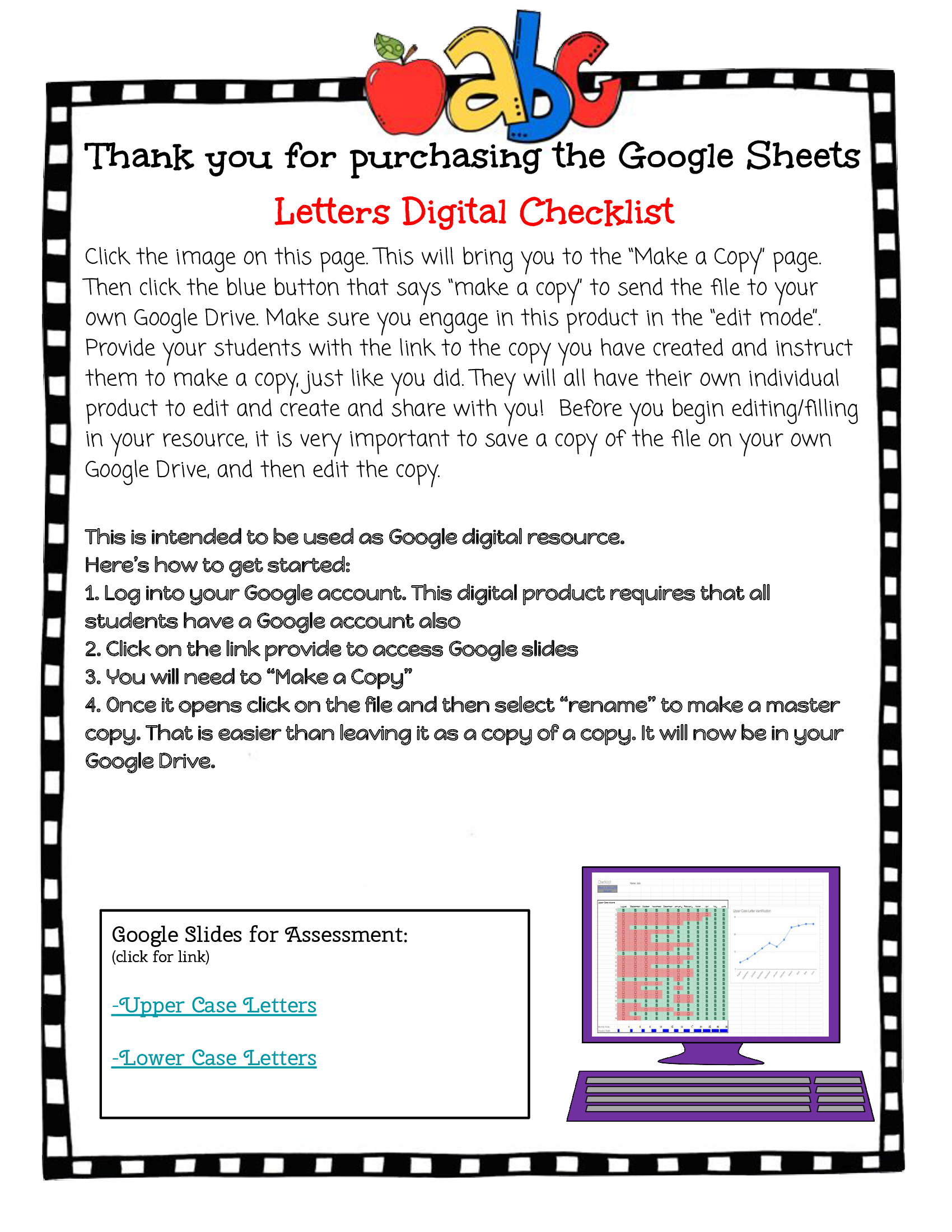 Alphabet checklist Bonus: Digital Checklist Added