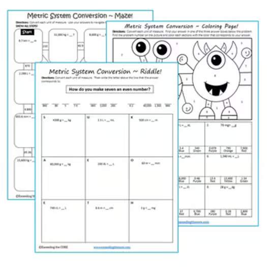 CONVERT METRIC UNITS OF MEASURE Maze, Riddle & Color by Number |Print or Digital
