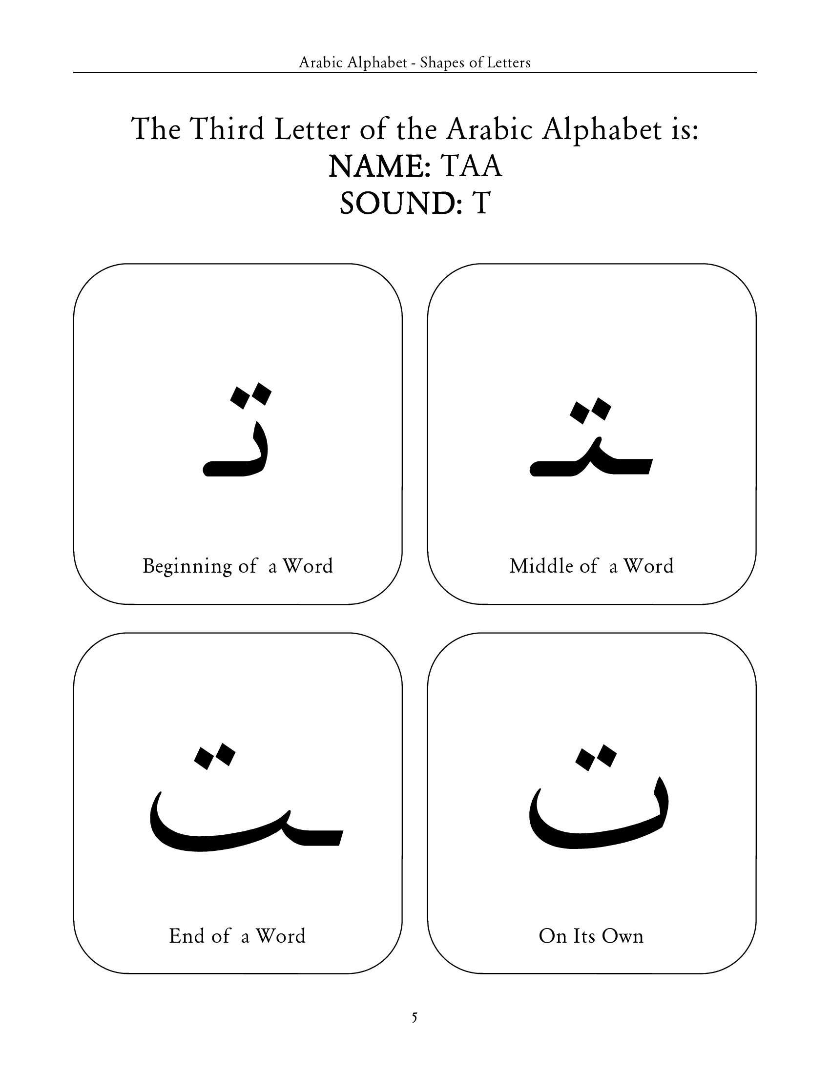 Complete Booklet - Arabic Alphabet With Shapes