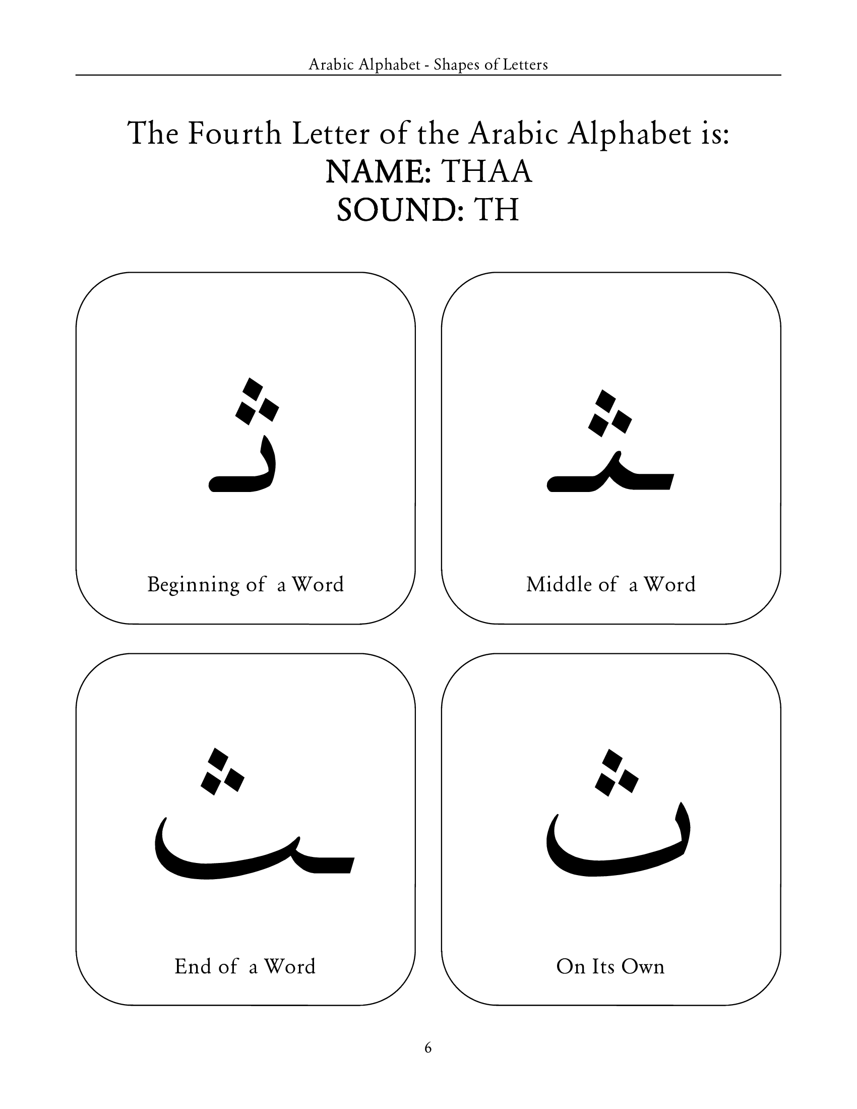 Complete Booklet - Arabic Alphabet With Shapes