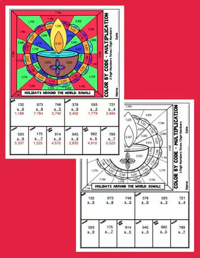 Holiday Activities: 4th Grade Math Holidays Around The World Color By Number