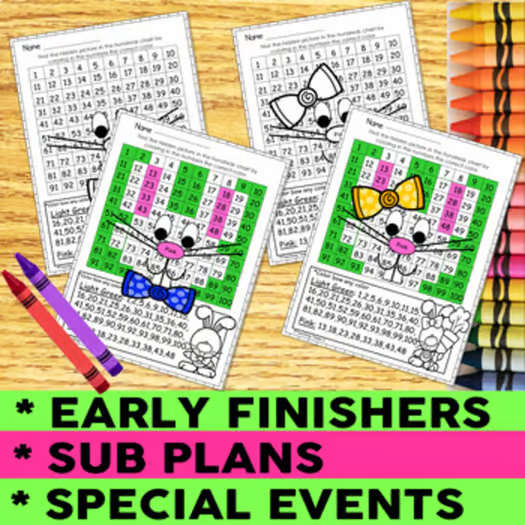 Hundreds Chart-Easter | April | Math Centers | Math Review | Color by Number