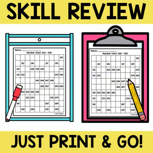 Hundreds Chart Missing Number Puzzles Numbers to 1000