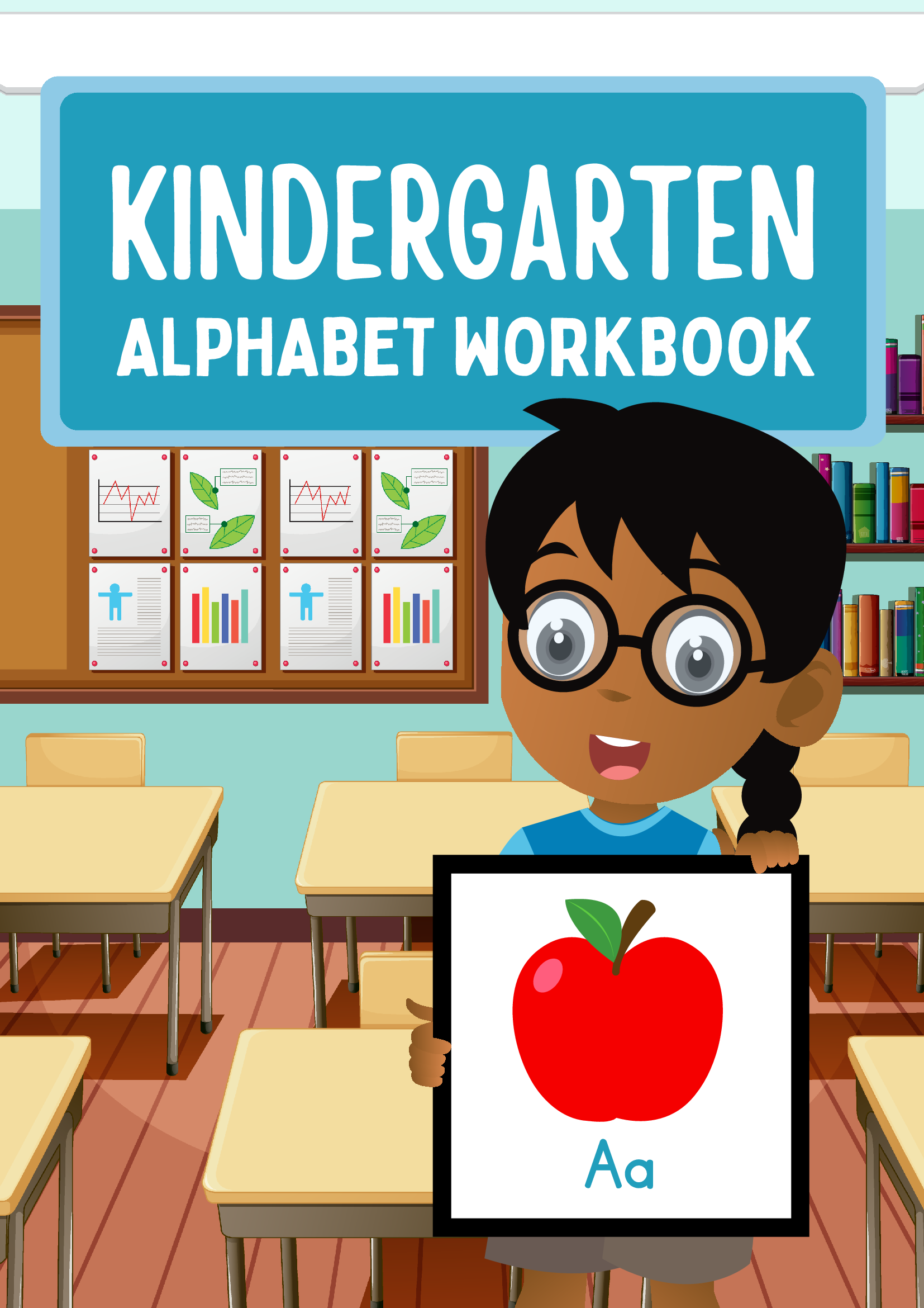 Kindergarten Alphabet Workbook in Black and White Illustrative