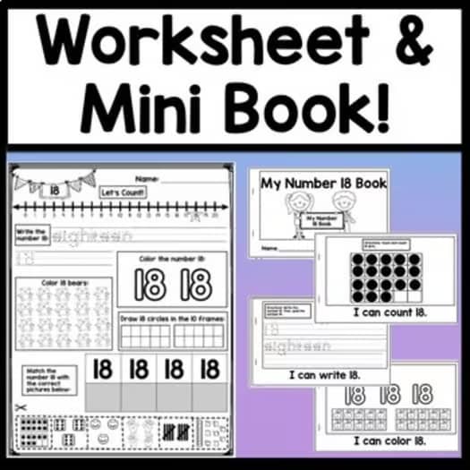 Number 18 Mini Bundle {Number 18 Worksheet and Number 18 Activities}