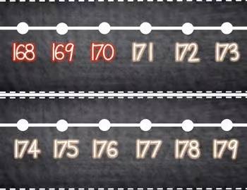 Rainbow Chalkboard Number Line 0-180