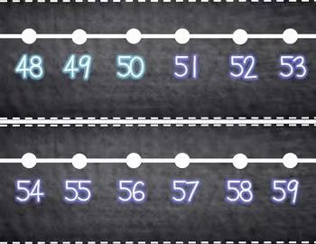 Rainbow Chalkboard Number Line 0-180
