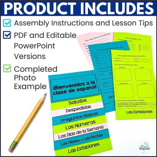 Spanish Back to School Activity Greetings Introductions Numbers Flip Book