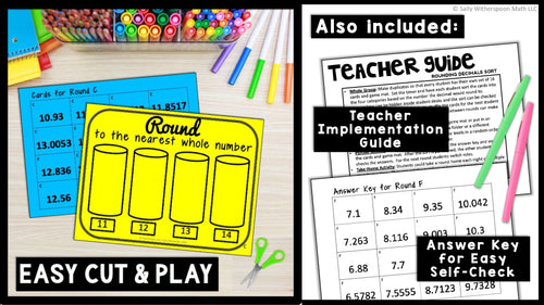 5th Grade Practice Rules Review Round Decimals on a Number Line Place Value Game